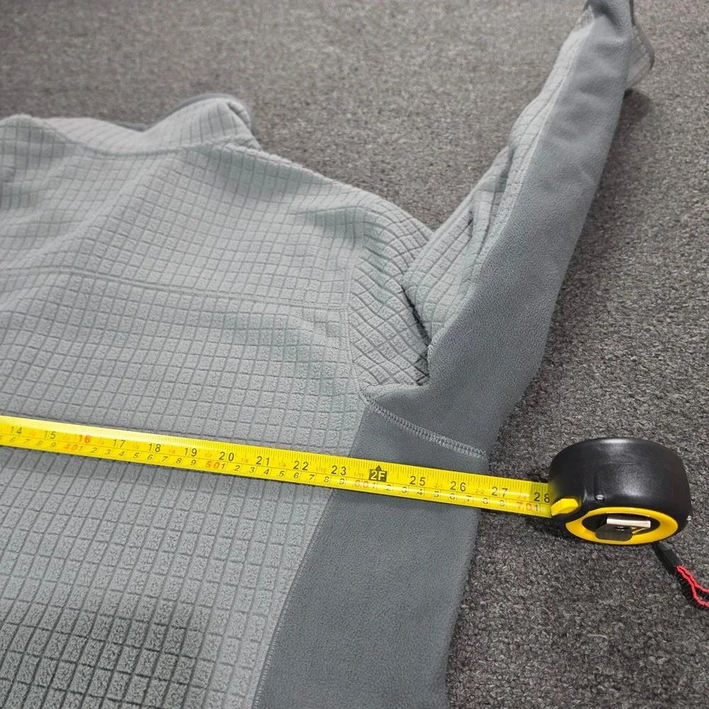 L.L.‎ Bean Fleece Jacket Mens XXL Gray Grid Tech Full Zip Sweater 508982 Hiking